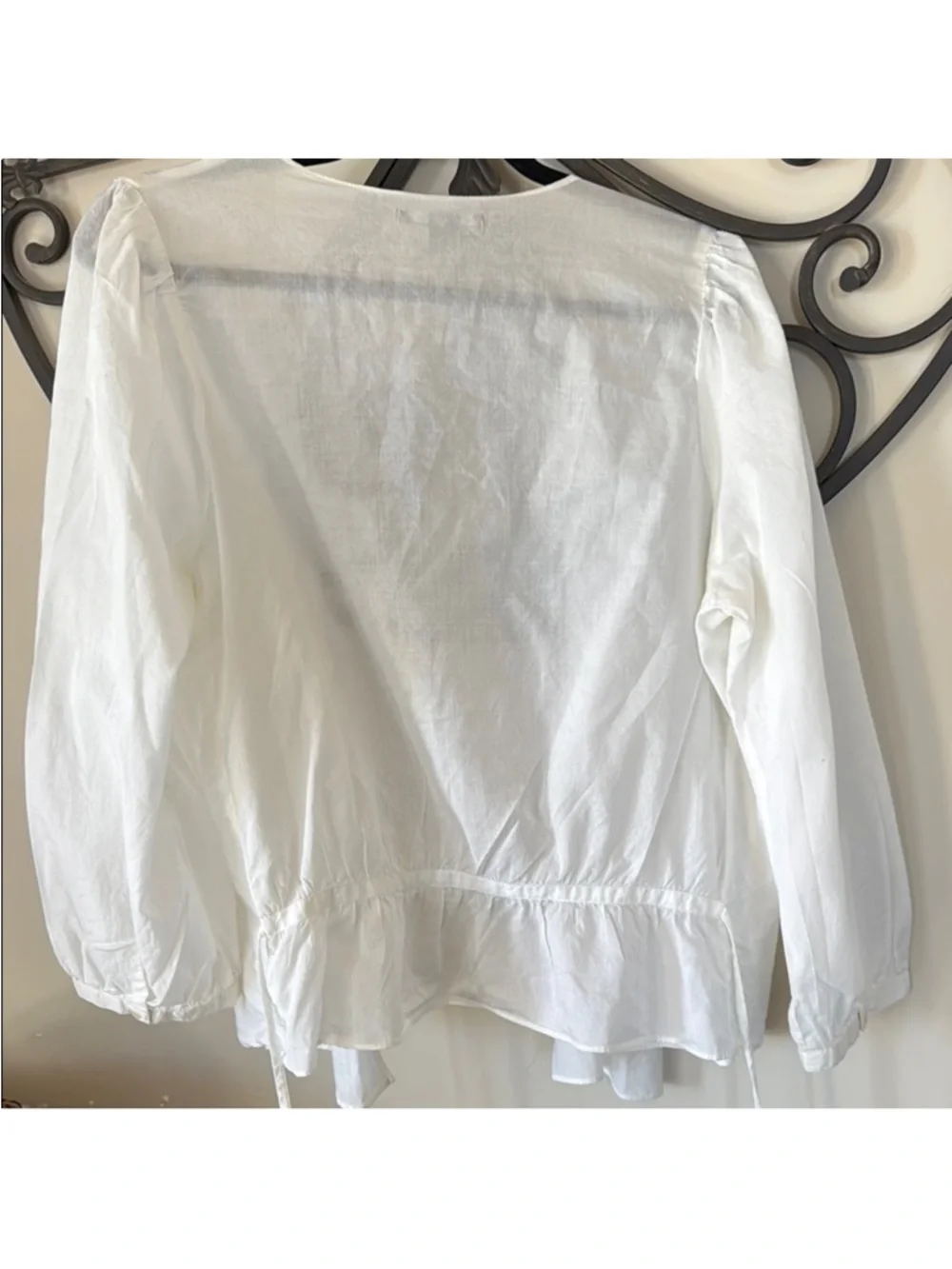 GAP White Embroidered Tie-Front Wrap Blouse - Picture 7 of 8
